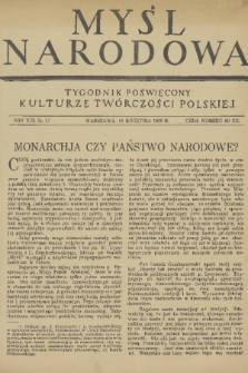 Myśl Narodowa : tygodnik poświęcony kulturze twórczości polskiej. R. 16, 1936, nr 17