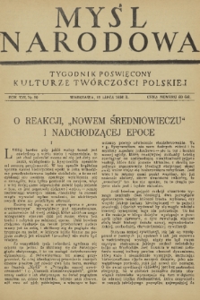 Myśl Narodowa : tygodnik poświęcony kulturze twórczości polskiej. R. 16, 1936, nr 29