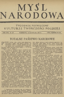 Myśl Narodowa : tygodnik poświęcony kulturze twórczości polskiej. R. 17, 1937, nr 47
