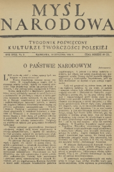 Myśl Narodowa : tygodnik poświęcony kulturze twórczości polskiej. R. 18, 1938, nr 3