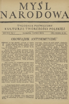 Myśl Narodowa : tygodnik poświęcony kulturze twórczości polskiej. R. 18, 1938, nr 6