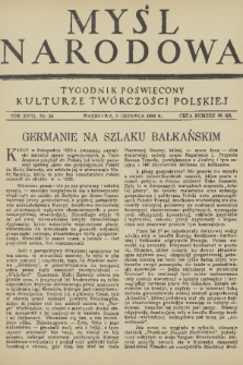 Myśl Narodowa : tygodnik poświęcony kulturze twórczości polskiej. R. 18, 1938, nr 24