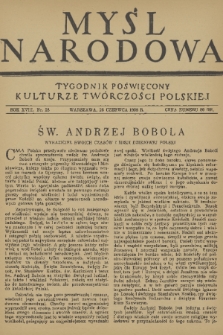 Myśl Narodowa : tygodnik poświęcony kulturze twórczości polskiej. R. 18, 1938, nr 28