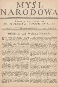 Myśl Narodowa : tygodnik poświęcony kulturze twórczości polskiej. R. 19, 1939, nr 30