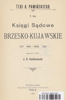 Księgi sądowe Brzesko-Kujawskie : 1418-1424