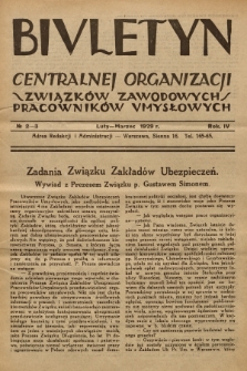 Biuletyn Centralnej Organizacji Związków Zawodowych Pracowników Umysłowych. R. 4, 1929, Nr 2-3