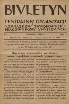 Biuletyn Centralnej Organizacji Związków Zawodowych Pracowników Umysłowych. R. 4, 1929, Nr 7