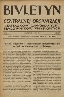 Biuletyn Centralnej Organizacji Związków Zawodowych Pracowników Umysłowych. R. 4, 1929, Nr 8