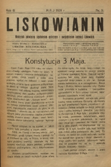 Liskowianin : miesięcznik poświęcony zagadnieniom społecznym z uwzględnieniem instytucji liskowskich. R. 3, 1928, nr 5