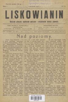 Liskowianin : miesięcznik poświęcony zagadnieniom społecznym z uwzględnieniem instytucji liskowskich. R. 1, 1926, nr 2