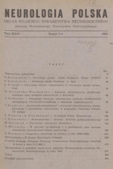 Neurologia Polska : organ Polskiego Towarzystwa Neurologicznego. T. 24, 1950, z. 1-4