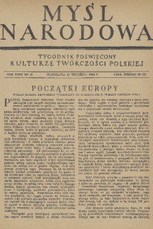 Myśl Narodowa : tygodnik poświęcony kulturze twórczości polskiej. R. 18, 1938, nr 40