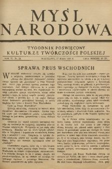 Myśl Narodowa : tygodnik poświęcony kulturze twórczości polskiej. R. 11, 1931, nr 24