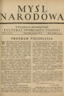 Myśl Narodowa : tygodnik poświęcony kulturze twórczości polskiej. R. 11, 1931, nr 25