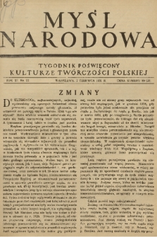 Myśl Narodowa : tygodnik poświęcony kulturze twórczości polskiej. R. 11, 1931, nr 27