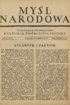 Myśl Narodowa : tygodnik poświęcony kulturze twórczości polskiej. R. 11, 1931, nr 31
