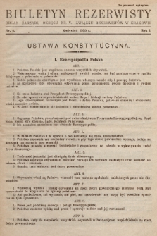 Biuletyn Rezerwisty : organ Zarządu Okręgu nr V. Związku Rezerwistów w Krakowie. 1935, nr 4