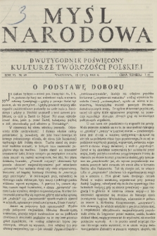 Myśl Narodowa : dwutygodnik poświęcony kulturze twórczości polskiej. R. 6, 1926, nr 29