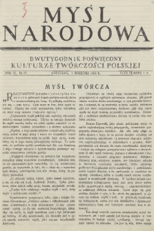 Myśl Narodowa : dwutygodnik poświęcony kulturze twórczości polskiej. R. 6, 1926, nr 33