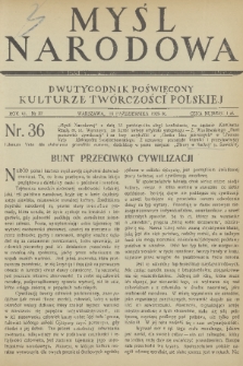 Myśl Narodowa : dwutygodnik poświęcony kulturze twórczości polskiej. R. 6, 1926, nr 37