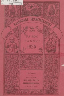 Kalendarz Franciszkański na Rok Pański 1925