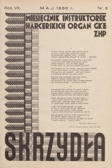 Skrzydła : miesięcznik instruktorek harcerskich : organ GKŻ ZHP, R. 7, 1936, Nr 5