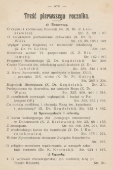 Miesięcznik Katechetyczny i Wychowawczy : wychodzi w pierwszej połowie każdego miesiąca. R.1, 1911, Treść pierwszego rocznika