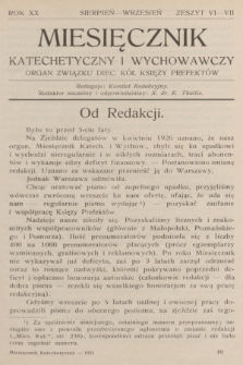 Miesięcznik Katechetyczny i Wychowawczy : organ Związku Diecezjalnych Kół Księży Prefektów. R.20, 1931, z. 6-7