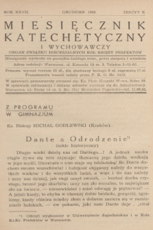 Miesięcznik Katechetyczny i Wychowawczy : organ Związku Diecezjalnych Kół Księży Prefektów. R.27, 1938, z. 10