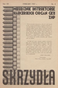 Skrzydła : miesięcznik instruktorek harcerskich : organ GKŻ ZHP, R. 8, 1937, Nr 4