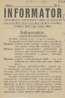 Informator. R. 1, 1927, nr 1