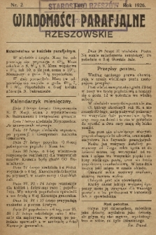 Wiadomości Parafjalne Rzeszowskie. 1926, nr 2