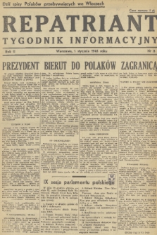 Repatriant : tygodnik informacyjny. R. 1, 1946, nr 1