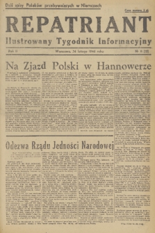 Repatriant : ilustrowany tygodnik informacyjny. R. 2, 1946, nr 8