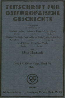Zeitschrift für Osteuropäische Geschichte. Bd. 9 (Neue Folge, Band 5), 1934/1935, Heft 1