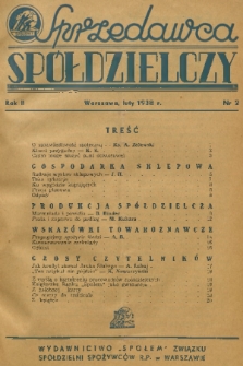 Sprzedawca Spółdzielczy. R. 2, 1938, nr 2