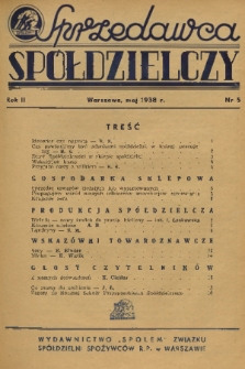 Sprzedawca Spółdzielczy. R. 2, 1938, nr 5