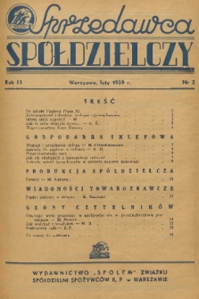Sprzedawca Spółdzielczy. R. 3, 1939, nr 2