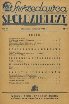 Sprzedawca Spółdzielczy. R. 3, 1939, nr 4