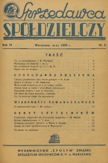 Sprzedawca Spółdzielczy. R. 3, 1939, nr 5