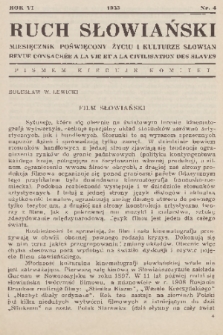 Ruch Słowiański : miesięcznik poświęcony życiu i kulturze Słowian. R. 6, 1933, nr 4