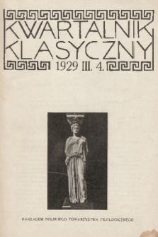 Kwartalnik Klasyczny. R. 3, 1929, nr 4