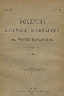 Roczniki Obydwóch Zgromadzeń św. Wincentego à Paulo. R. 9, 1903, nr 3