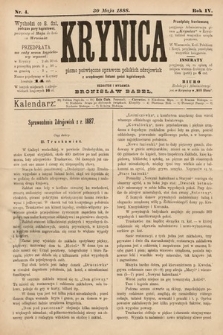 Krynica : pismo poświęcone sprawom polskich zdrojowisk. 1888, nr 4