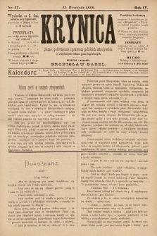 Krynica : pismo poświęcone sprawom polskich zdrojowisk. 1888, nr 17