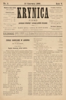 Krynica : pismo poświęcone balneologii i sprawom polskich zdrojowisk. 1889, nr 3