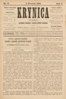 Krynica : pismo poświęcone balneologii i sprawom polskich zdrojowisk. 1889, nr 11