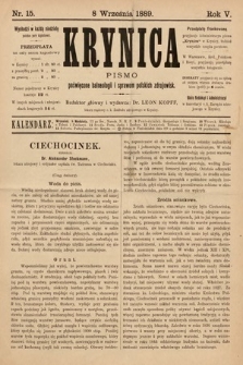 Krynica : pismo poświęcone balneologii i sprawom polskich zdrojowisk. 1889, nr 15