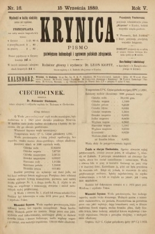 Krynica : pismo poświęcone balneologii i sprawom polskich zdrojowisk. 1889, nr 16