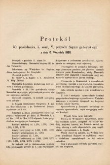 [Kadencja V, sesja V, pos. 30] Protokół 30. Posiedzenia, 5. Sesyi, V. Peryodu Sejmu Galicyjskiego
